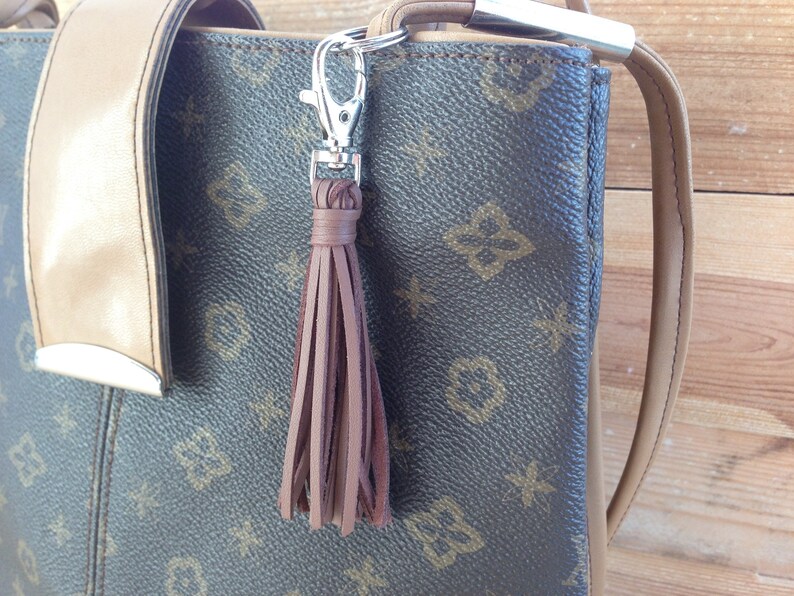 Faux leather tassel handbag charm zipper pull purse charm Etsy
