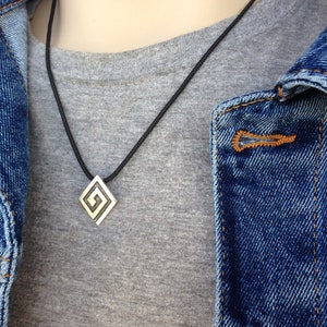 Men&#39;s Greek key pendant necklace, men&#39;s jewelry, gift for him, Greek gift