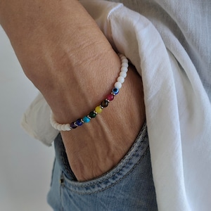 Braccialetto Chakra Malocchio: Braccialetto con perline in porcellana e pietre preziose