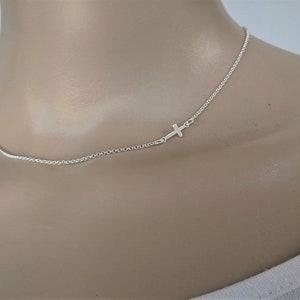 Women's sideways cross silver necklace image 7