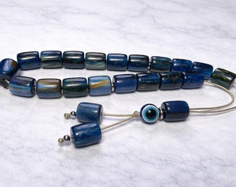 Blue Evil Eye Worry Beads: Greek Komboloi, Anti-Stress Gift