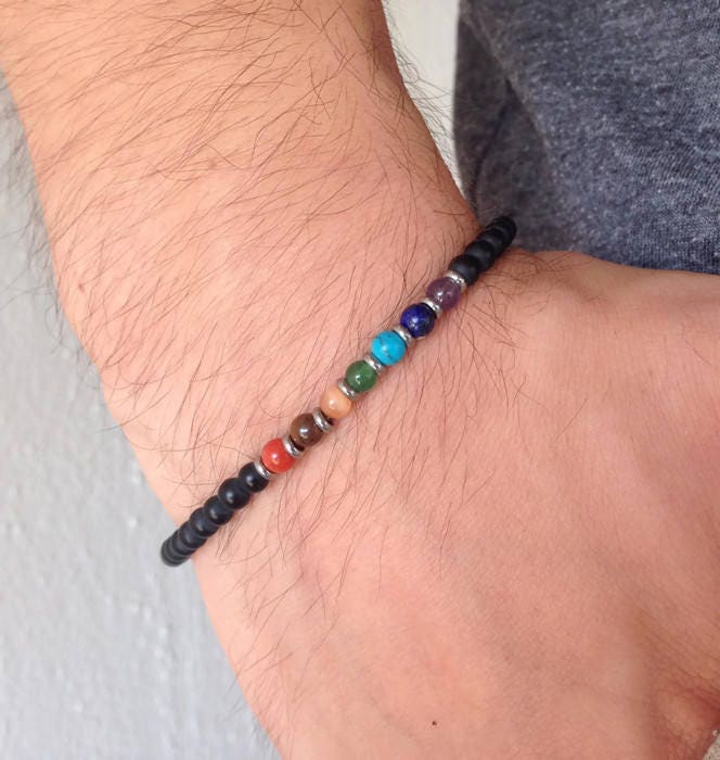 Men s 7 Chakra Gemstone Bracelet Etsy