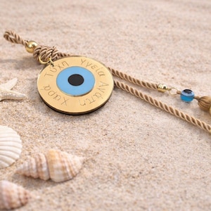 Evil Eye Wishes Wall Hanging - housewarming op maat - nieuwjaarscadeau, huisbescherming afbeelding 2