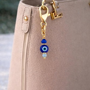 Ciondolo per borsa con occhio malvagio – Tirazip in acciaio inossidabile e ottone, ciondolo per portafoglio, oro o argento immagine 1