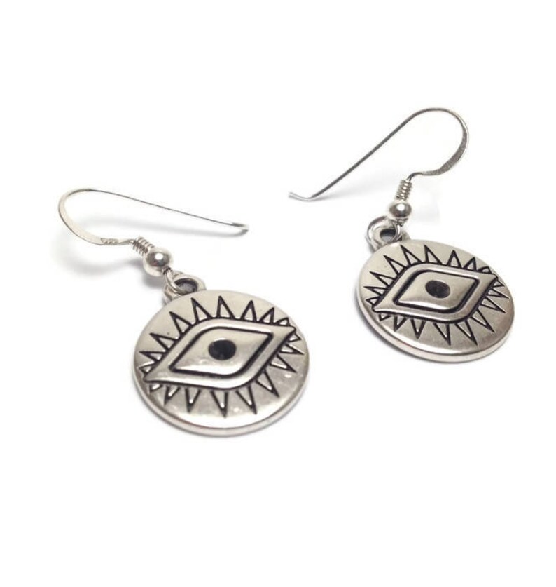 Trendy evil eye dangle earrings