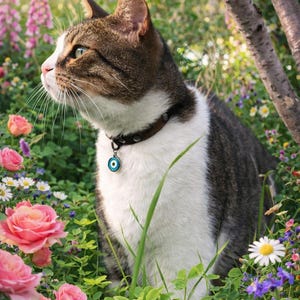 Enamel Evil Eye Pet Collar Charm: Stainless Steel Cat/Dog Protection
