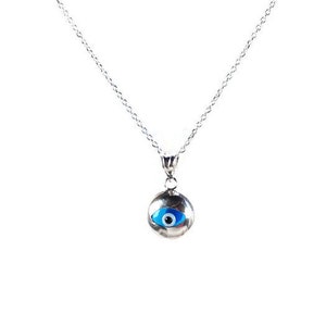 Collar colgante redondo de mal de ojo, joyería de plata de ley contra el mal de ojo, protección de la mujer imagen 2