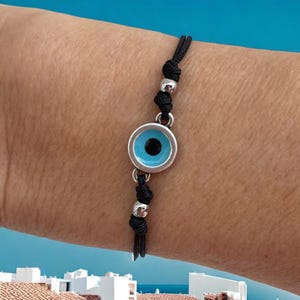 Blau Evil Eye einstellbar Armband - griechischen Schmuck, Glücksbringer, Evil Eye Schutz, handgemachtes Geschenk für sie, Blau Glücksbringer
