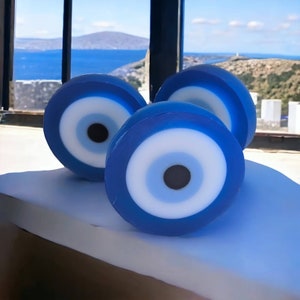 Glycerin Baby Soap, Greek Present, Handmade Evil Eye Soap with bracelet, Natural Set, Cute Present from Greece