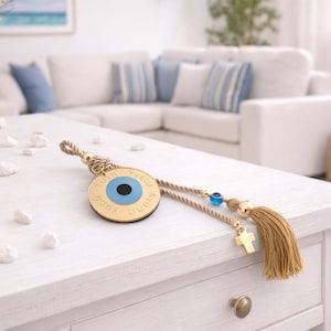 Evil Eye Wishes Wall Hanging - housewarming op maat - nieuwjaarscadeau, huisbescherming afbeelding 4
