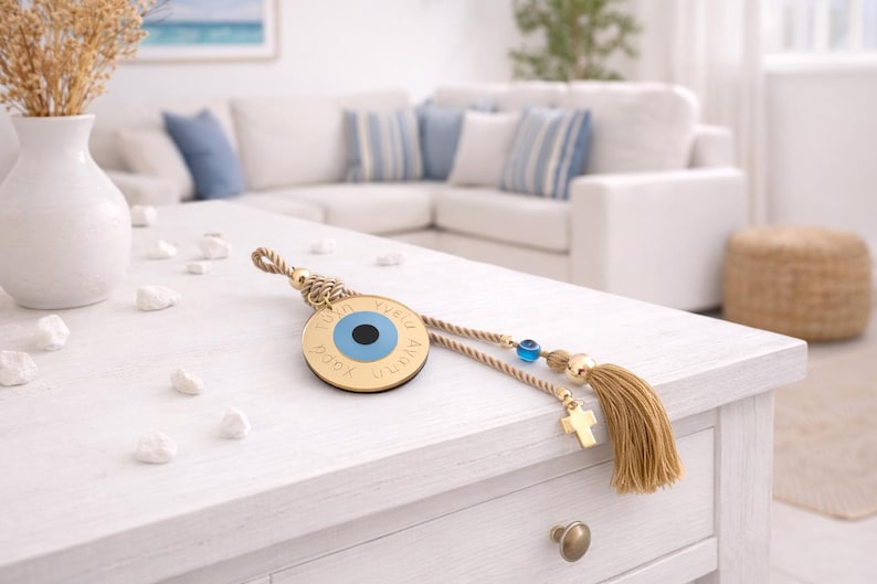 Evil Eye Wishes Wall Hanging - housewarming op maat - nieuwjaarscadeau, huisbescherming afbeelding 4