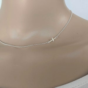 Women's sideways cross silver necklace image 9