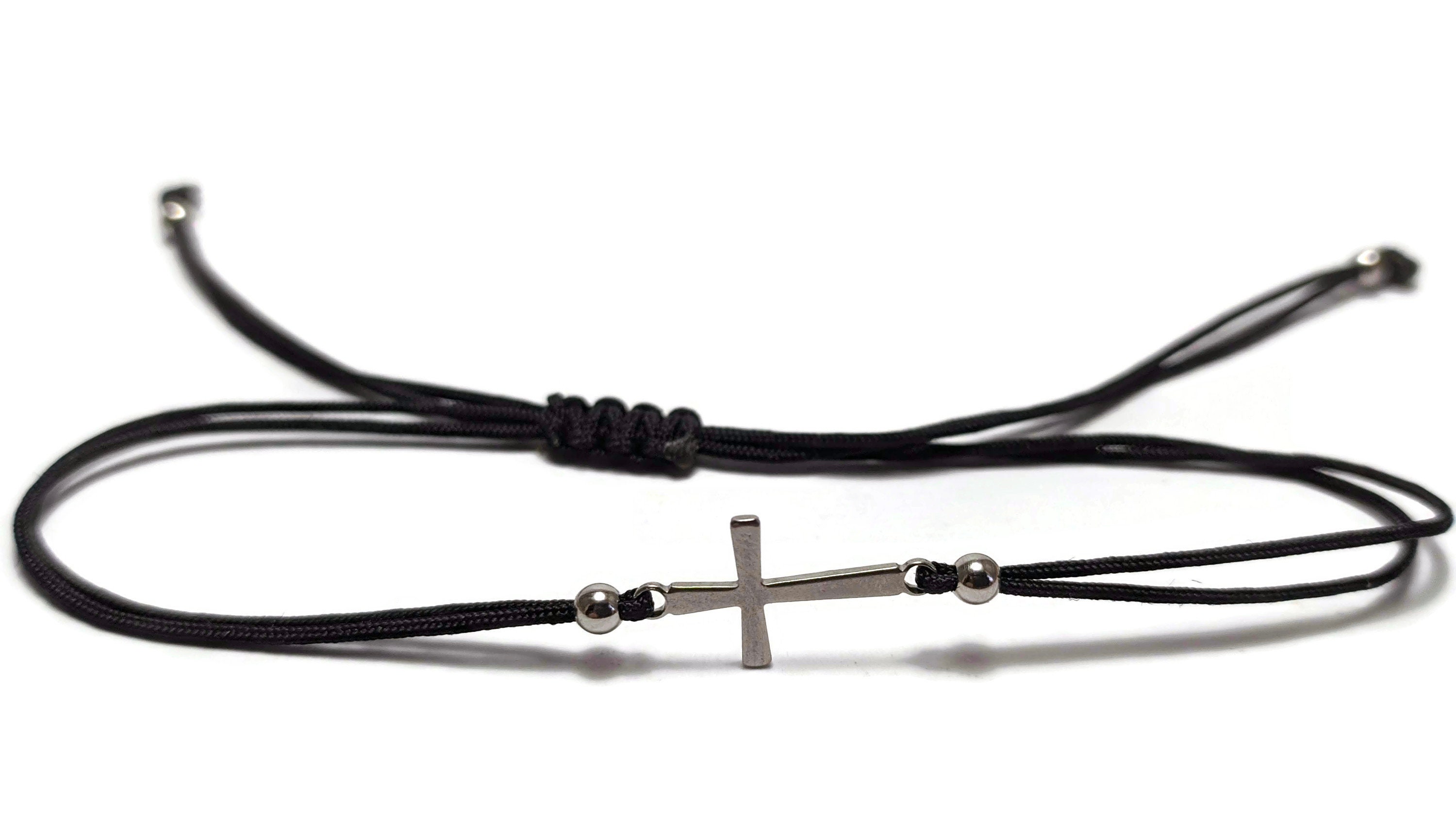 Stainless Jewelry Tiny Adjustable Cross Bracelet, Silver or Gold Cross, Religious Minimalist Bracelet, Gift for Her, Protection Jewelry