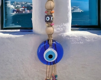 Oeil Bleu en verre - Decoration Murale - Souvenir Grec