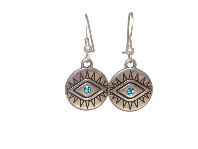 Trendy evil eye dangle earrings