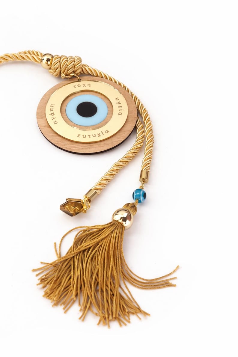 Evil Eye Wishes Wall Hanging, Tassel Housewarming, New Years Gift, House Protection image 1