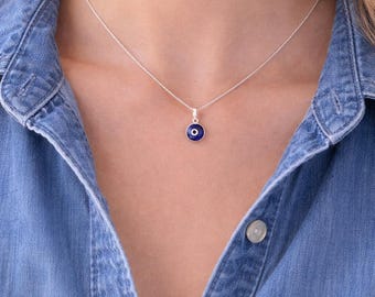 Sterling Silver Evil Eye Necklace: Greek Jewelry Protection