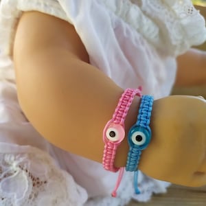 Evil eye baby protection bracelet - new born gift - Pink - Blue & Fluo pink
