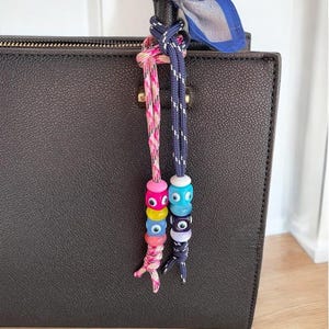 Evil Eye Beaded Bag Charm: Handmade Resin Accessory