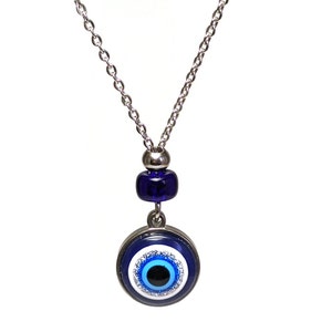 Evil Eye Car Charm, Stainless Steel Car Mirror Hanger, Rearview Mirror Protection & Good Luck Pendant, Accessory Gift