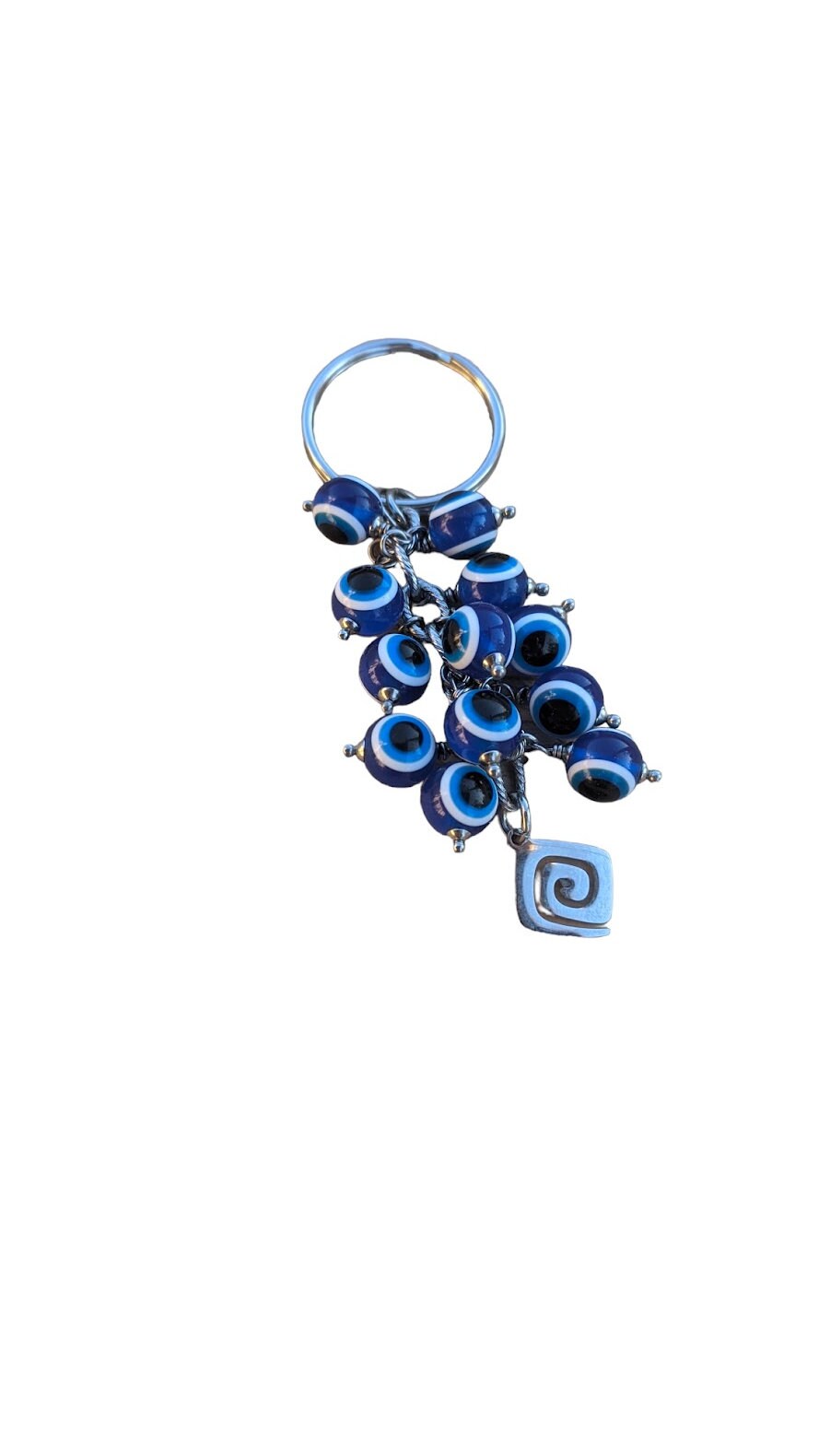Silver Keychain, Greek Evil Eye Keychain, Brass Keyring, Turkish Evil Eye  Key Chain 