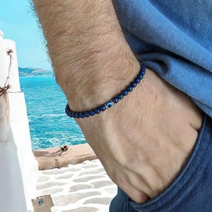 Men&#39;s evil eye hematite bracelet, protection bracelet for him, Gift for him