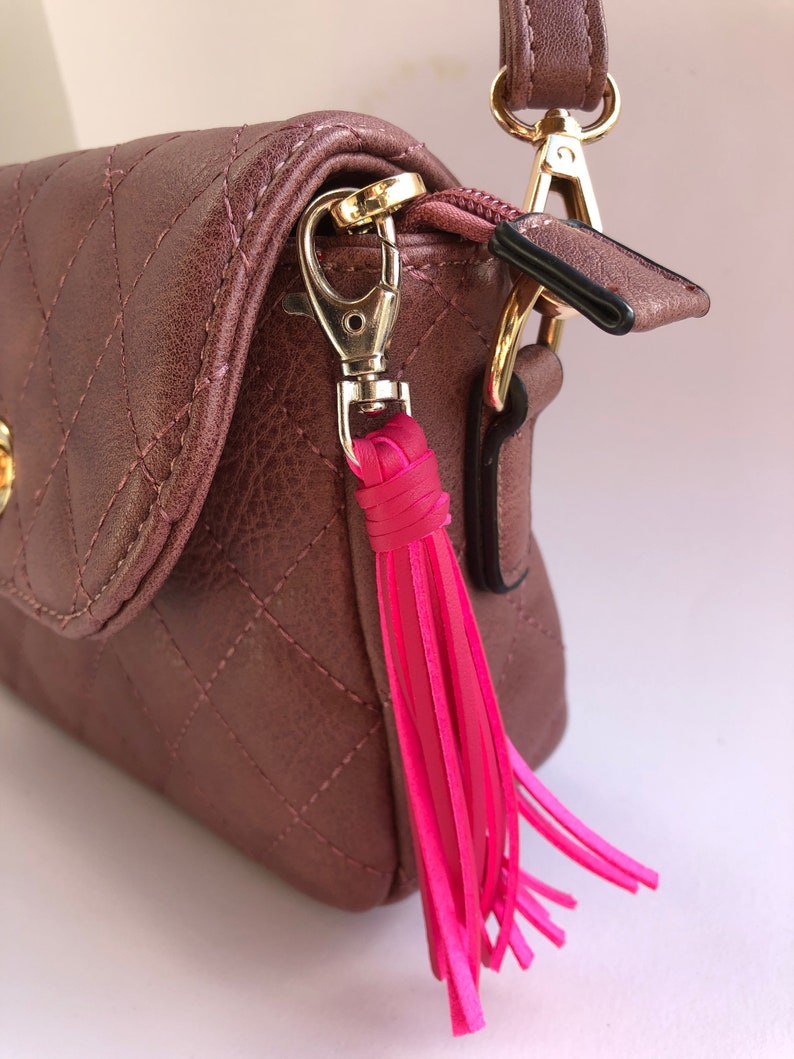 Faux leather tassel handbag charm zipper pull purse charm Etsy