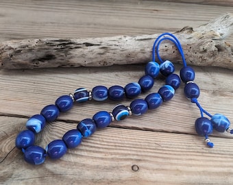 Evil eye worry beads – Greek gift – Anti stress toy – Blue komboloi