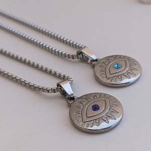 Unisex Evil Eye Necklace - Stainless Steel Necklace  - Men&#39;s protection - Gift for Him or For Her