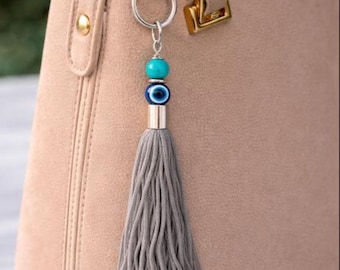 Ciondolo per borsa con occhio di Allah e pietra preziosa / Accessorio artigianale greco per borsetta