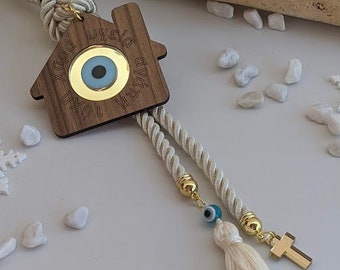 House Evil Eye Wall Hanging - Home Protection - Wooden charm