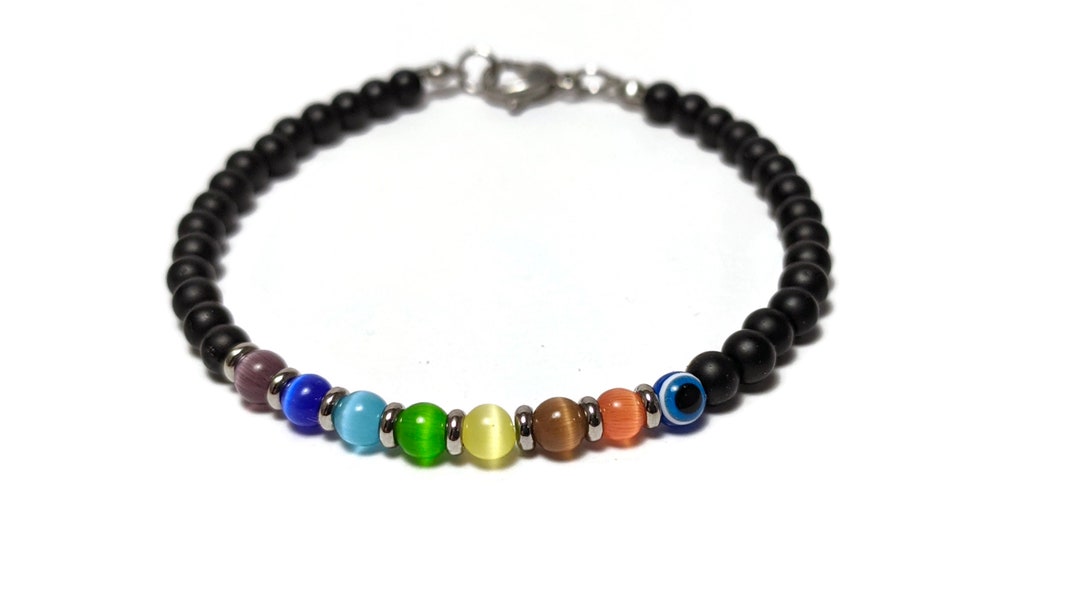 Evil Eye Chakra Bracelet Tiny Jewelry for Him or for Her, Women's
