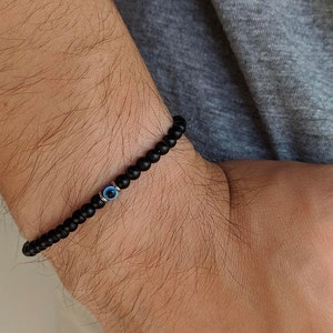 Men's evil eye onyx bracelet, Evil eye protection bracelet for him, Gift for him, boyfriend gift