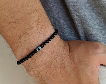 Men&#39;s evil eye onyx bracelet, Evil eye protection bracelet for him, Gift for him, boyfriend gift
