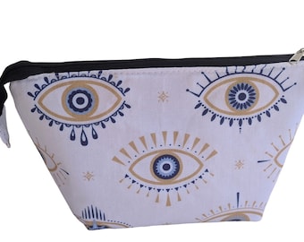 Evil eye makeup bag - Cosmetic Bag - Greek gift - Gift for her - Handmade bag