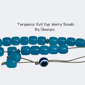 Turquoise Evil Eye Worry Beads – Greek Gift – Anti Stress Toy – Blue komboloi