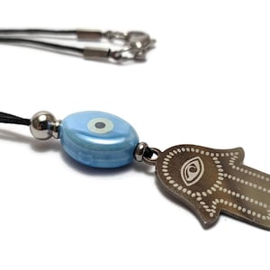Hamsa hand mirror charm, rearview car decoration, Evil eye protection, Car accessory, Mirror hanging, Travel protection