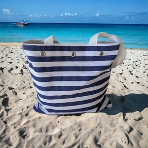 Stripe Canvas Tote Bag - Greek gift - Shopping Bag