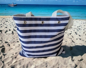 Stripe Canvas Tote Bag - Greek gift - Shopping Bag