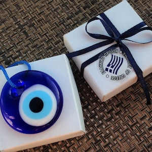 Handmade Blue Glass Evil Eye Charm: Greek Wedding Favor