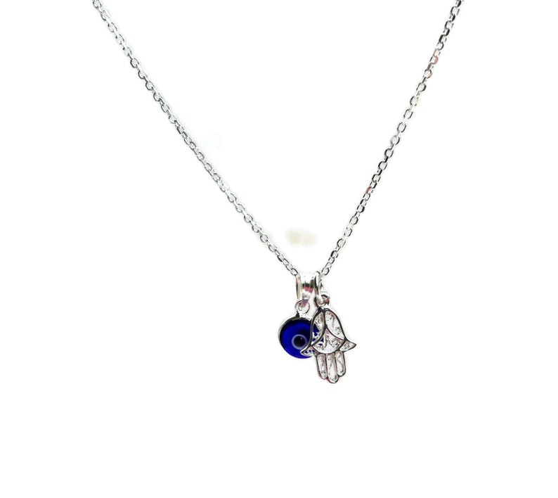 Evil eye hamsa hand necklace image 5