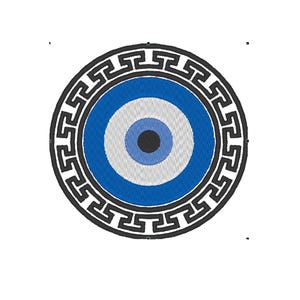Greek Key Evil Eye Machine Embroidery Design - Digital Embroidery File