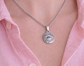 Stainless Steel Evil Eye Necklace: Protection Jewelry
