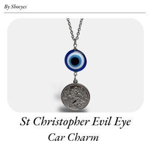 Travel Protection Car Mirror Charm | St. Christopher Evil Eye Pendant for Safe Journeys & Good Luck