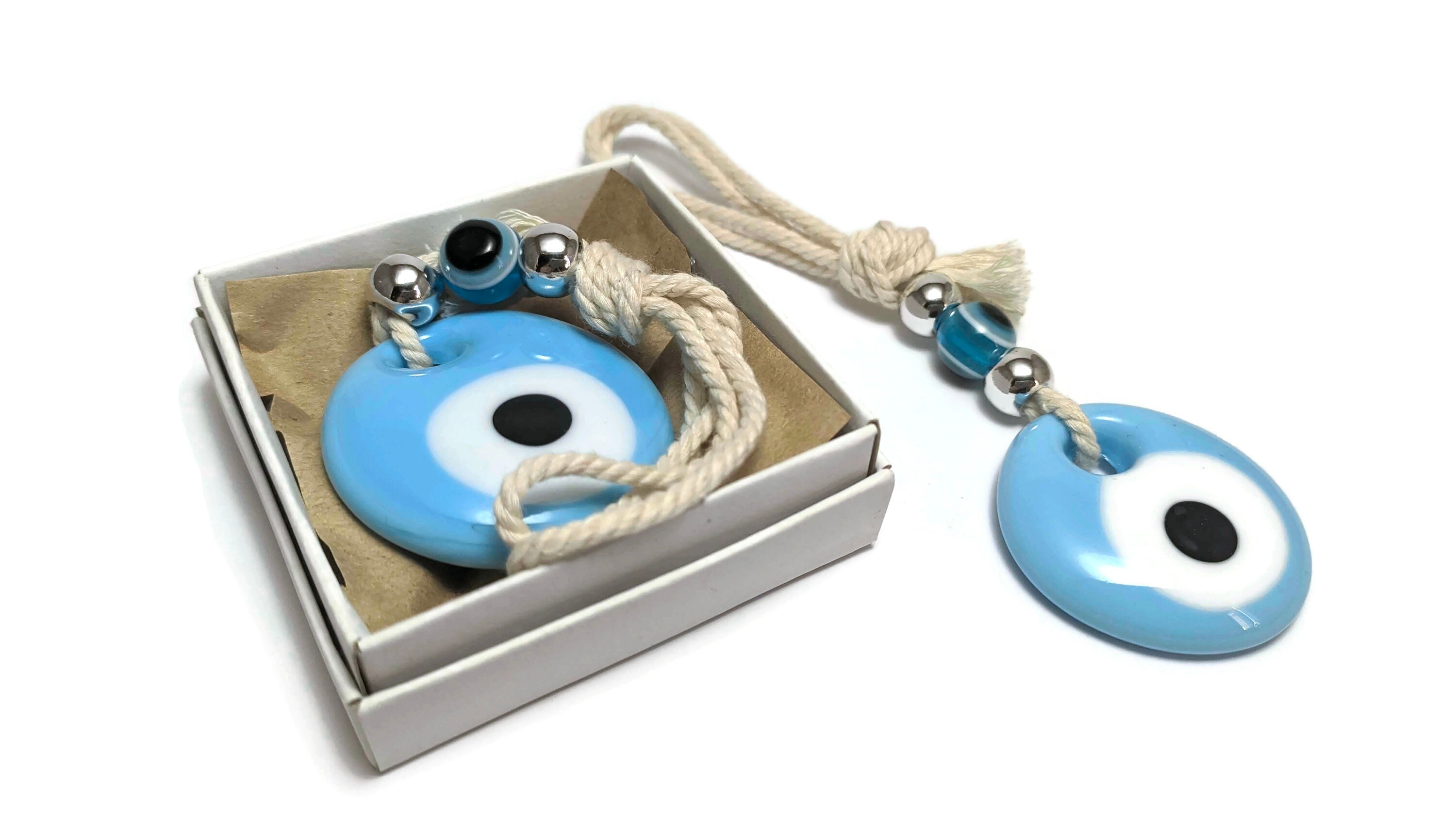 Oeil Turquoise en Verre de 4 cm et Boite Cadeau, Idée Cadeau