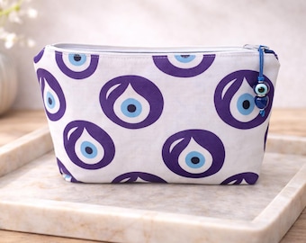 Trousse de maquillage tissus oeil bleu