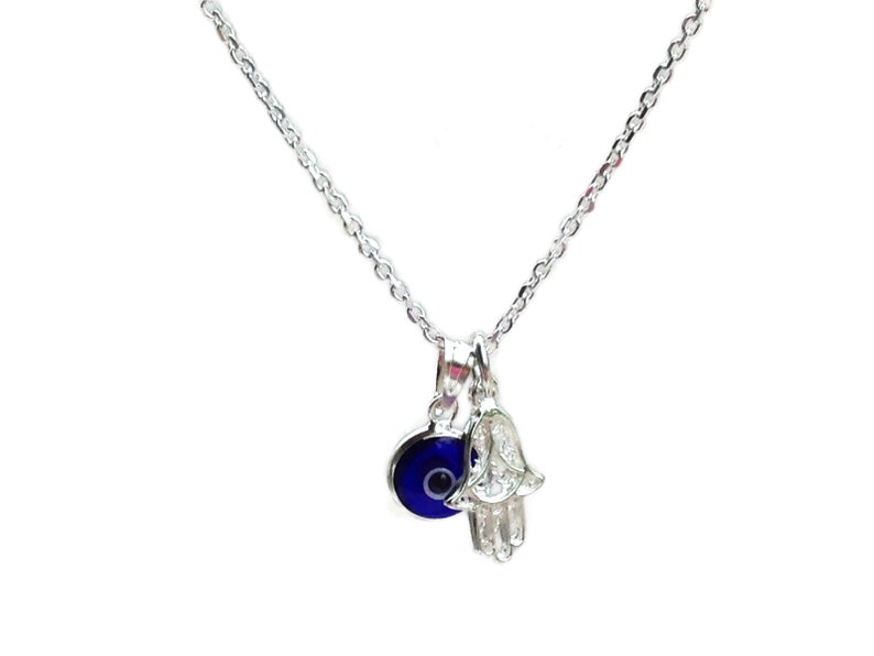 Evil eye hamsa hand necklace image 6