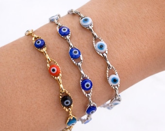 Stainless Steel Evil Eye Bracelet: Good Luck Charm