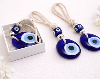 Glass Evil Eye Charm: Greek House Protection Wall Hanging