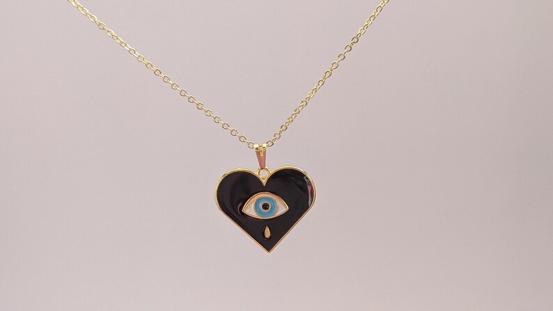 Gift for her Gold filled Evil eye heart necklace Women/'s protection